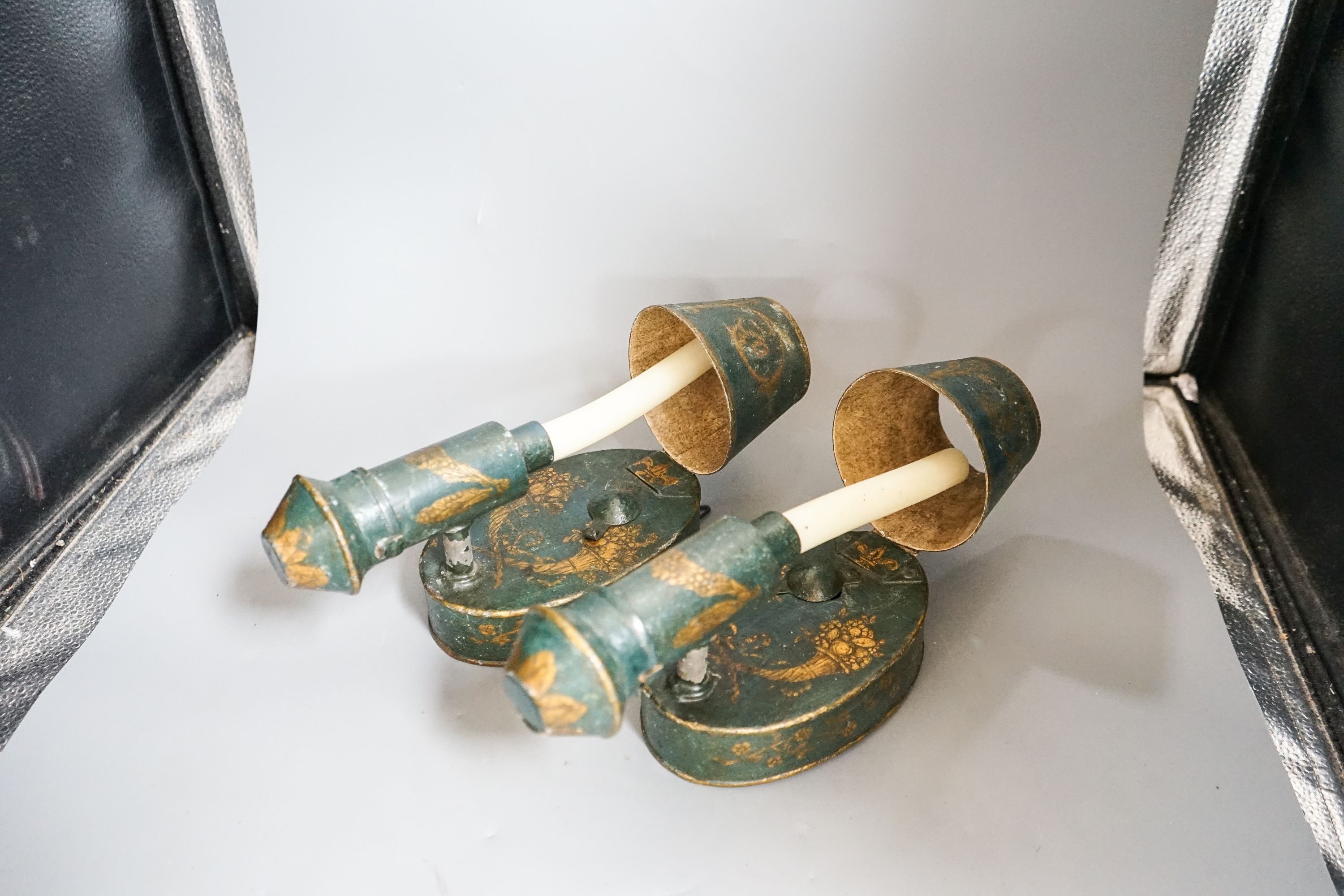 A pair of 19th century toleware wall lights 32cm